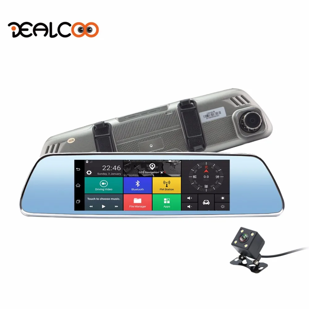 

Dealcoo 3G Dash Cam 7' Android 5.0 Dual Lens Rearview Mirror Car Camera DVR Registrator GPS Parking Monitor Night Vision Car DVR