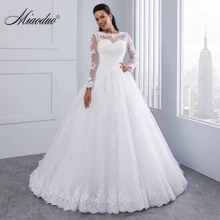 Ball Gown 2 in 1 Wedding Dresses 2020 Detachable train Lace Appliques Pearls Bridal Gowns Vestido