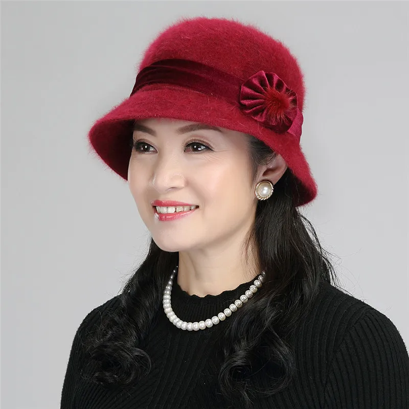 XdanqinX/ Осенняя женская шапка, элегантная женская шапка из кроличьего меха, вязаные шапки, разноцветная Цветочная декоративная женская зимняя шапка