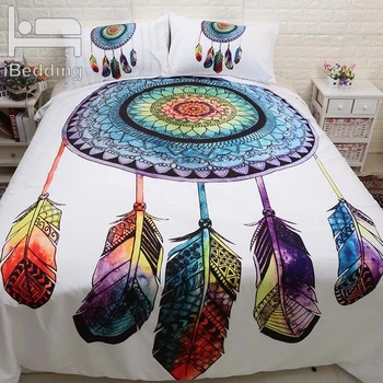 

3Pcs/Set Bohemian Wind Bell Double Bed Sheets Boho Dreamcatcher Bed Mattresses Comforter Bedding Set Duvet Cover Set Pillowcase