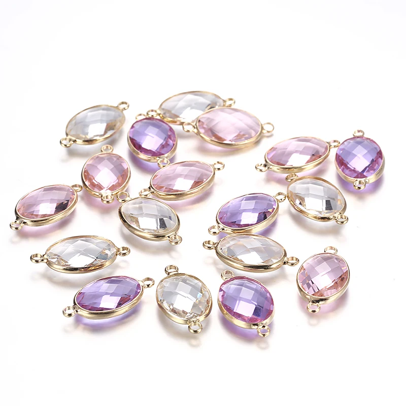 

10PCS/lot Glass Crystal Connectors For Jewelry Lasting Crystal Charms Necklaces Accessories Handmade Making Finding