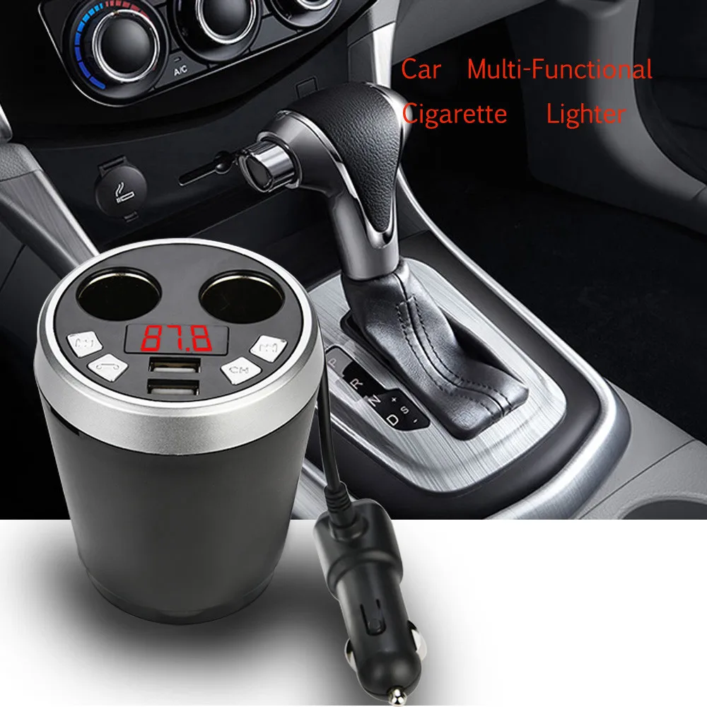 

Bluetooth Car FM Transmitter MP3 Player Car Kit Hands-free Holder Cup Lighter 2 USB