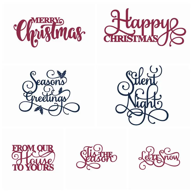 merry christmas words metal cutting dies christmas card stencils