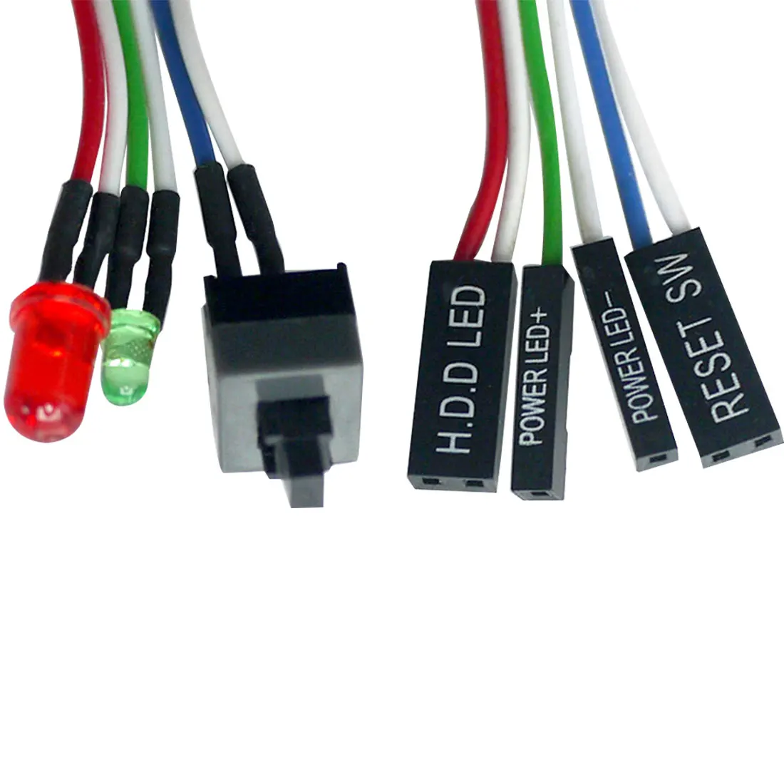 Marsnaska 5Pcs Case Desktop ATX Power On Reset Switch Cable With LED