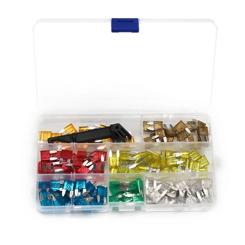 

7Sizes Auto Fuse Blade 5-30AMP Motorcycle Car Blade Fuse With Clip Auto Standard Mini Fuse SUV Fuse Box 121PCS Kit Assortment