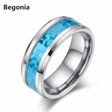 8mm de Ancho de La Moda puntos Azules de Los Hombres De Tungsteno Anillo Para Hombre Anillo de Acero de Tungsteno de la joyería de La Boda