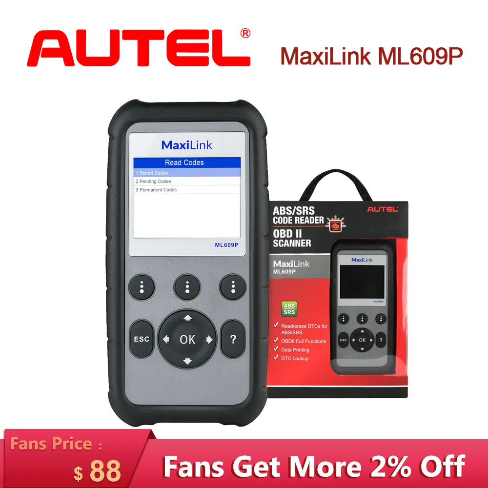 Autel MaxiLink ML609P Авто obd2 Автомобильный сканер для диагностики авто инструмент OBD 2 automotivo scania automotriz Профессиональный ELM automotriz