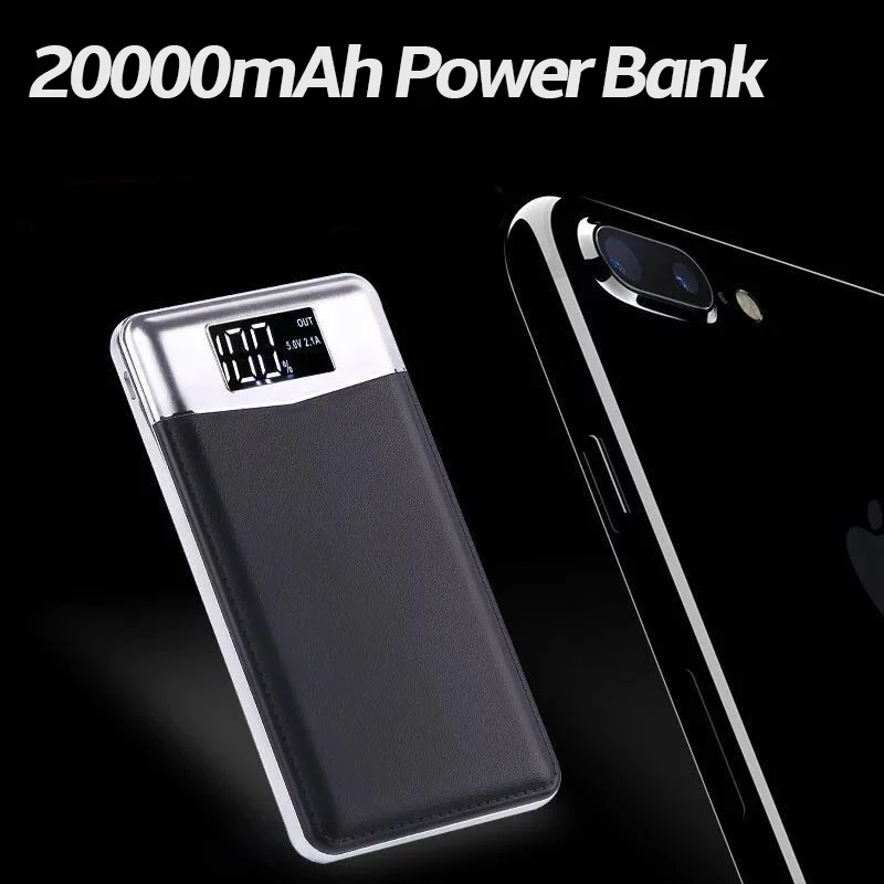 20000mah Portable Power Bank External Battery PoverBank 2 USB LED Digital Power Bank Phone Charger For Xiaomi iphone 8 X Samsung