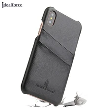 For iPhone X Wallet Phone Case,Genuine Lichee Leather Bumper Case With Credit Card Slot for Samsung Note 8 S 6 7 8 Plus