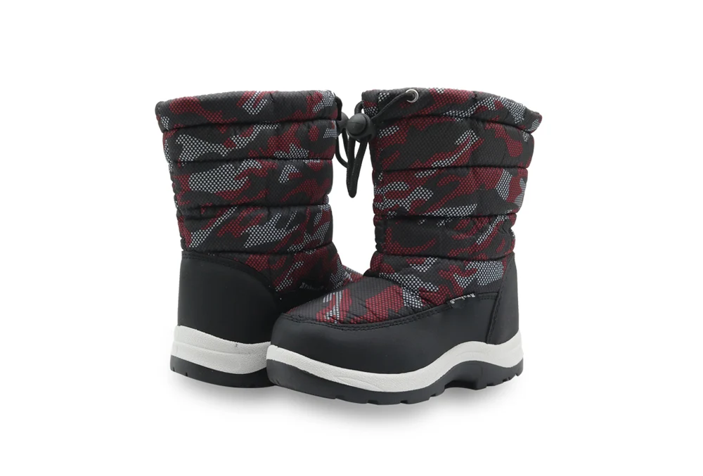 Apakowa/Детская противоскользящая камуфляжная альпинистская обувь для маленьких мальчиков; теплые плюшевые зимние ботинки до середины икры для малышей