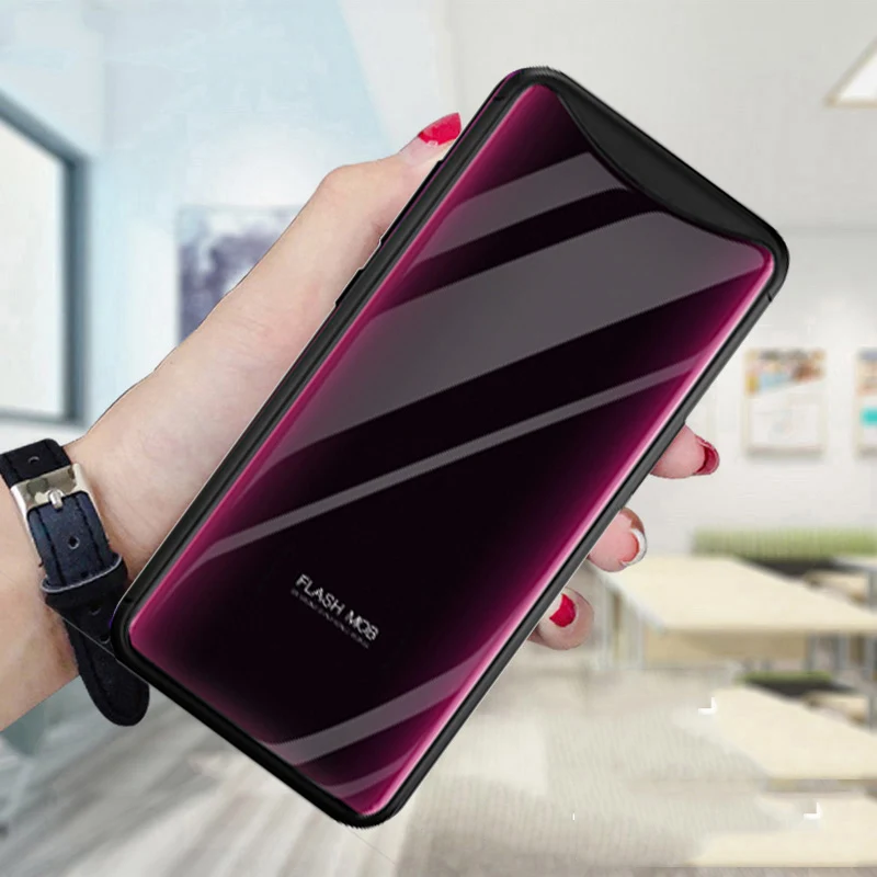 Бордовое красное закаленное стекло для задней панели чехол OPPO Find X защитный FindX