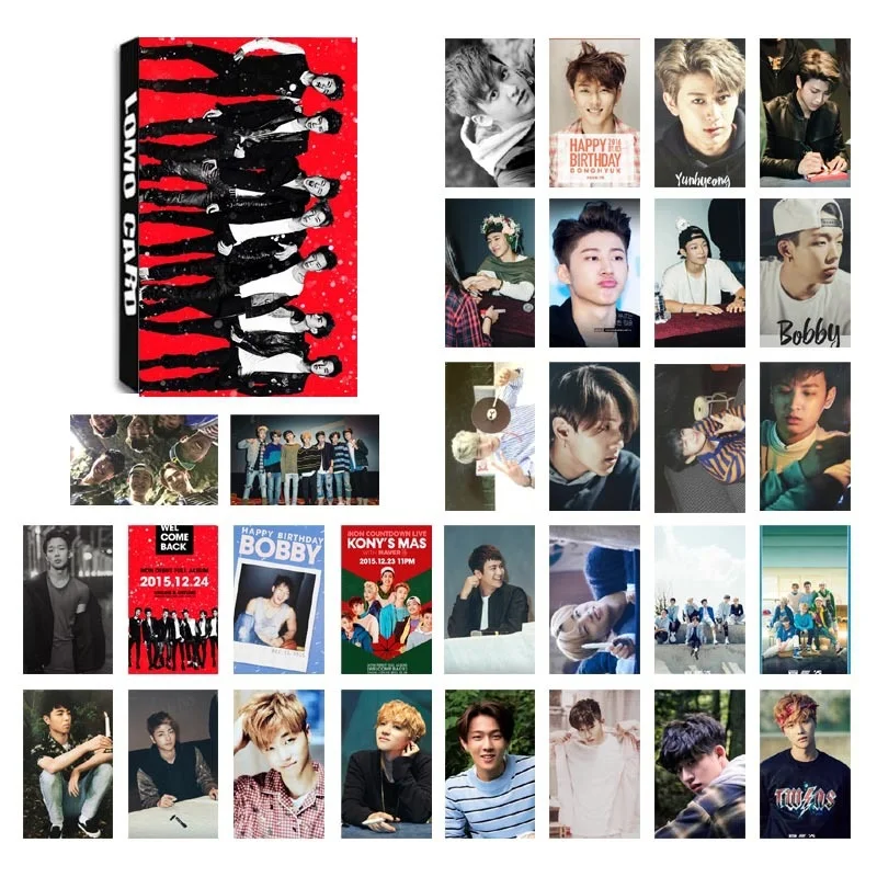 

New 30Pcs/Set Kpop IKON Mini Album Photo Cards DIY Lomo Card Postcard Kawaii Stationery Gift