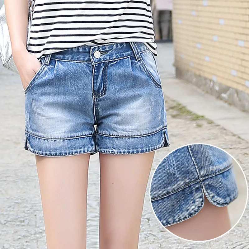

Shorts Women Denim New Korean Style Summer Denim Women Shorts Solid Blue Short Jeans