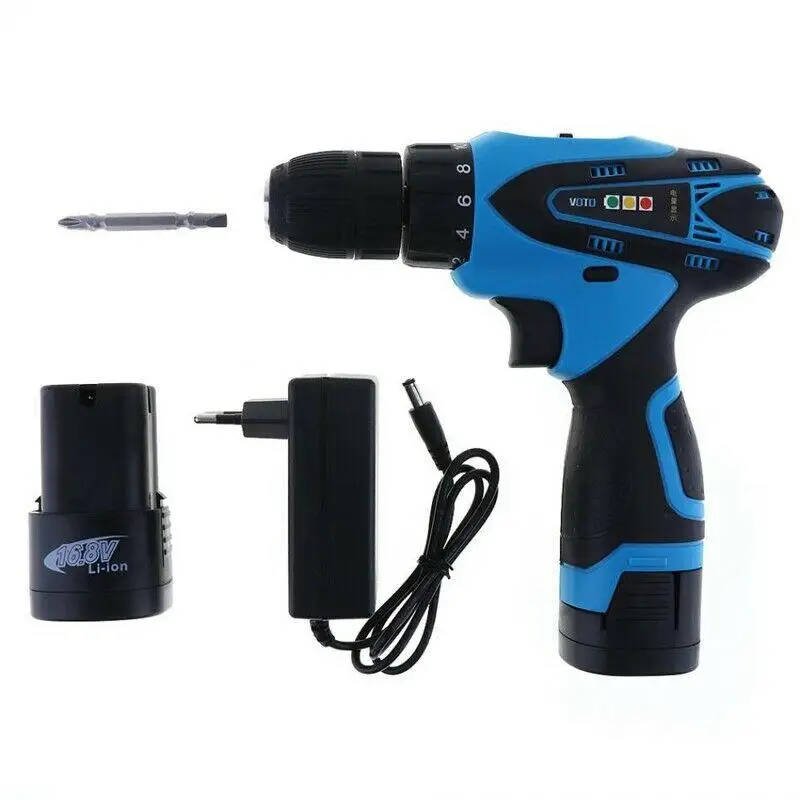 

Litake vt103 16.8V Electric Screwdriver with 2 Li-ion Batteries 2-speed Adjustment Button for Handling Screws / Punching