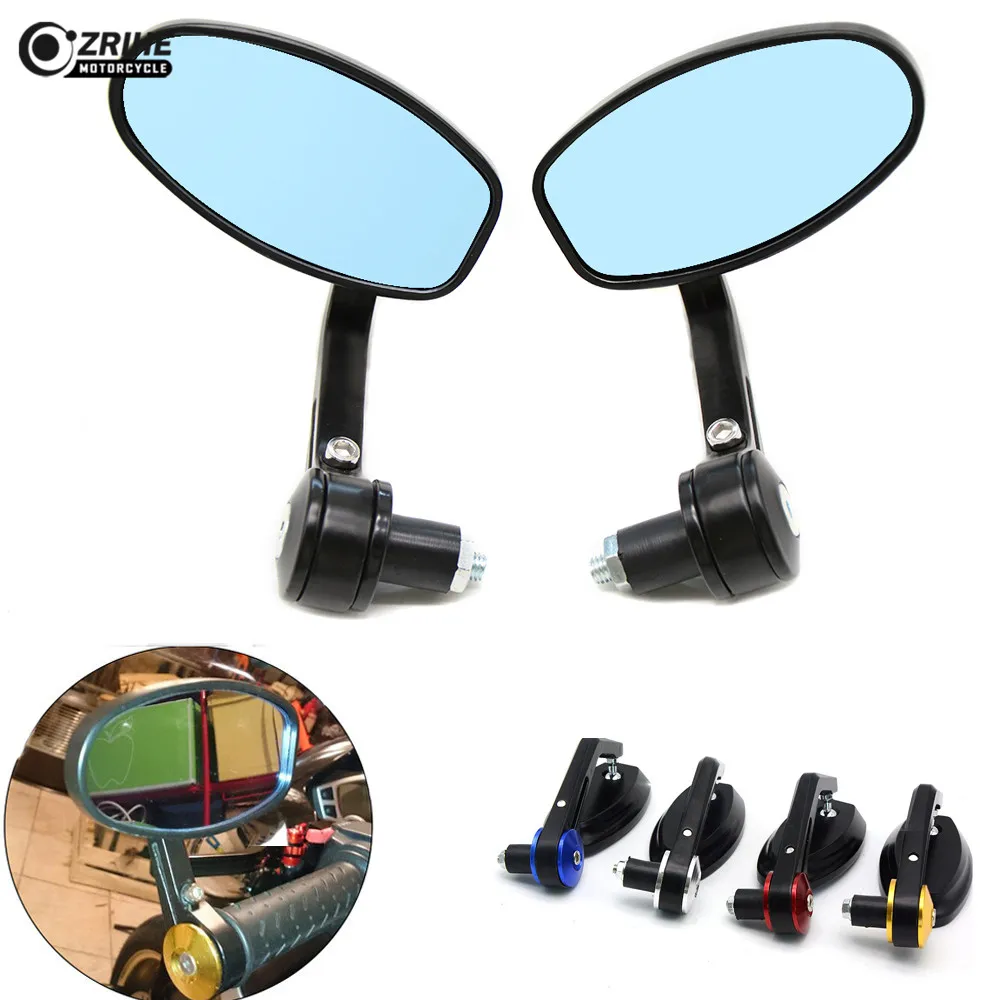Black Motorcycle View Mirror Side Rear 22/24mm Handlebar grips Mirror for kawasaki VERSYS 650cc ZG1000 ZX1100 ZX11 honda cb190r