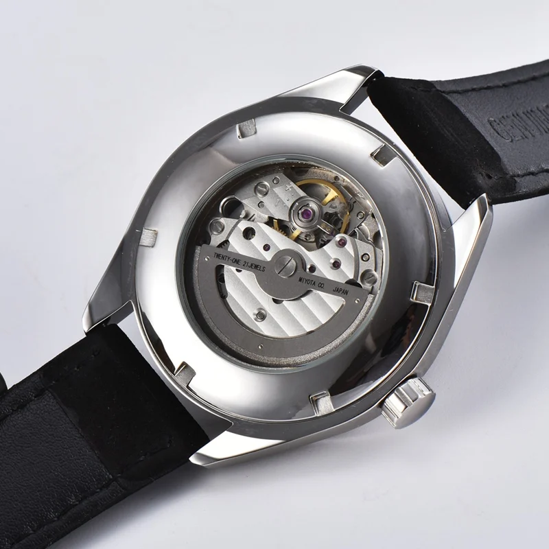 Corgeut 41 мм Мужские автоматические часы синий циферблат сапфировое стекло механические Miyota Mov не черный ремень часы CA3021BSL