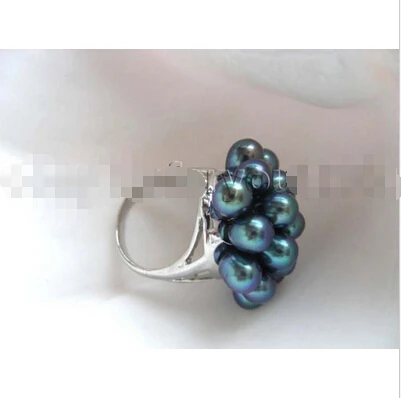 

Free shipping >>>>>>Genuine Natural 7mm Green Cluster Pearl Rings