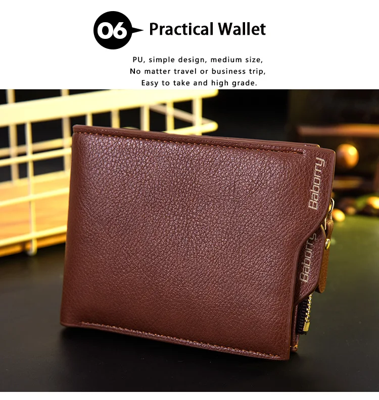Baborry твердый RFID защитный мужской кожаный бумажник съемный блокирующий держатель для карт для мужчин кошелек с карманом для монет