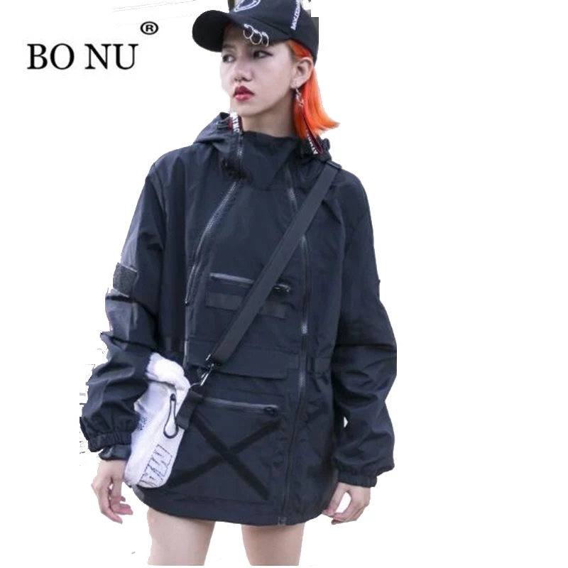 Aliexpress.com : Buy BONU Autumn Black Hooded Jacket For