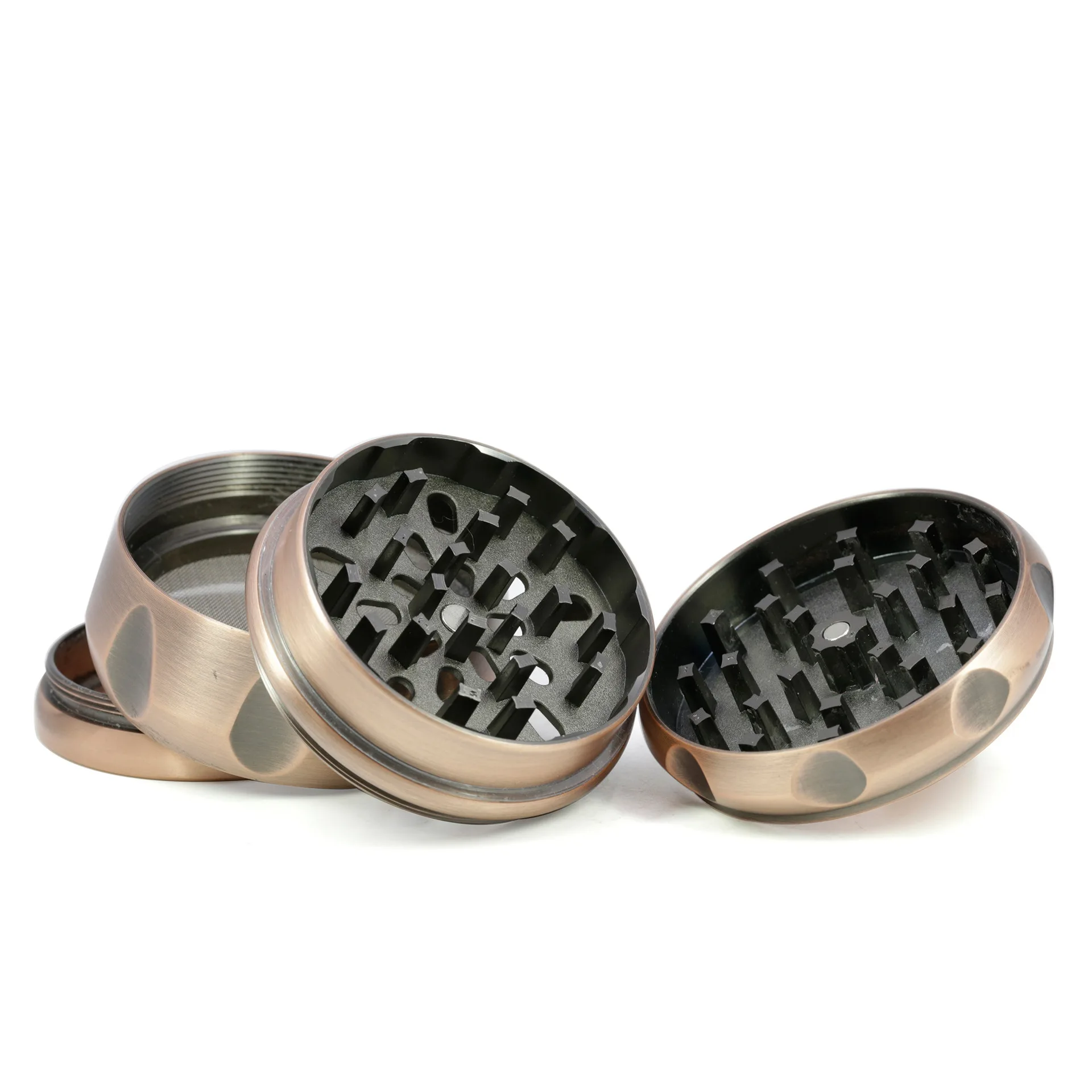 New Four-Layer Chamfered Bronze Drum Smoke Grinder with Zinc Alloy