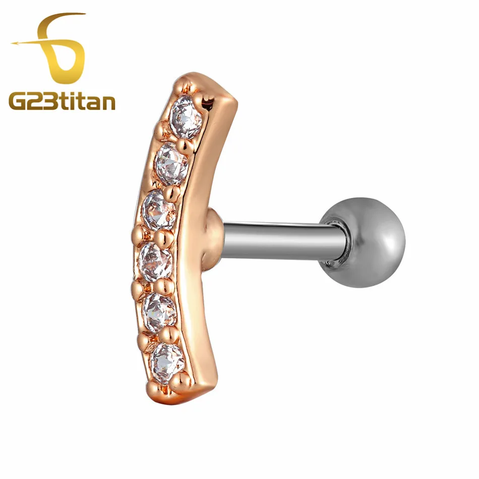 Buy Rock Rose Gold Crystal Arc Ear Piercing Helix