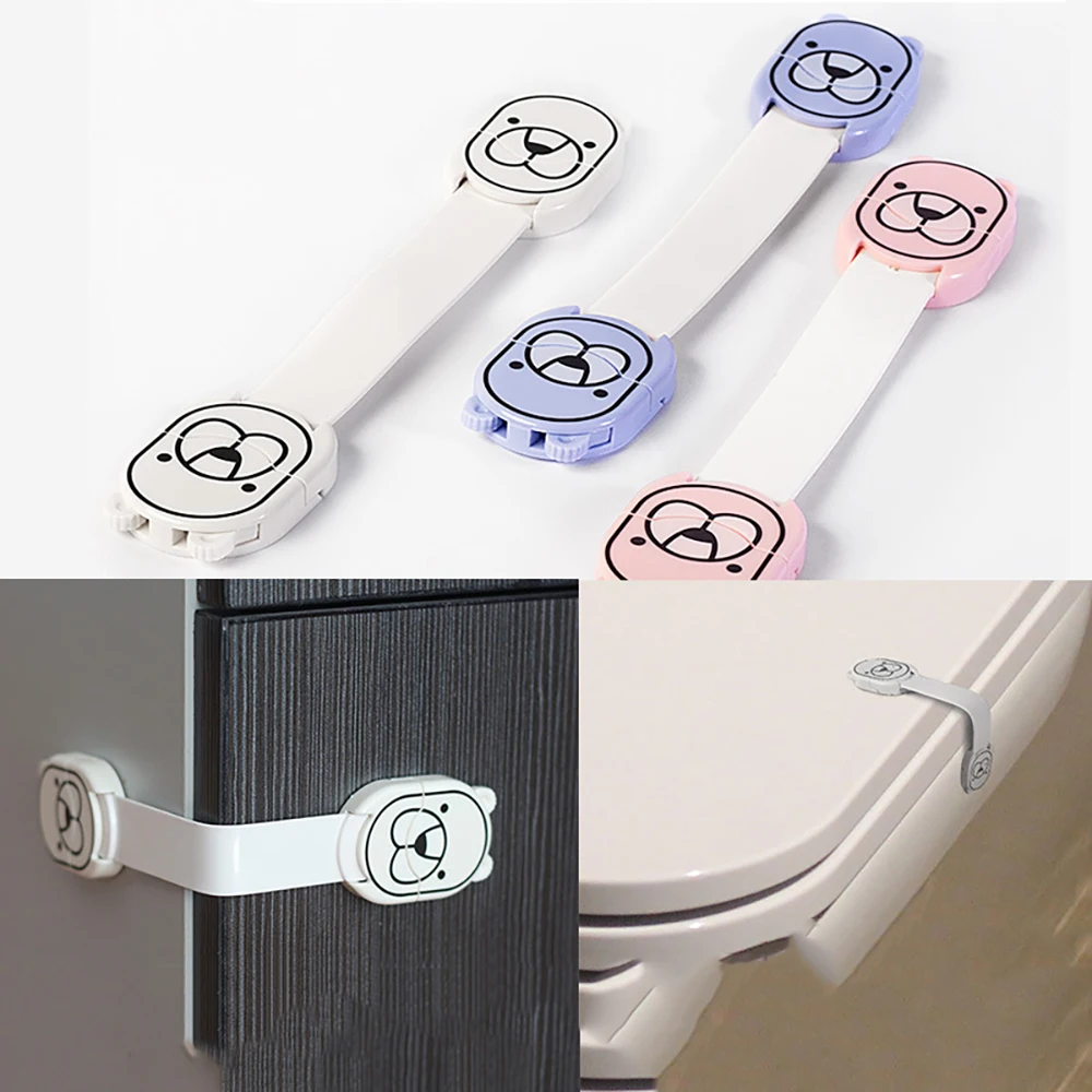 

2pcs Cartoon Seals Baby Safety Lock Children Security Protection Plastic Locks Strap Kids Safe Care Drawers Wardrobe Latches 164
