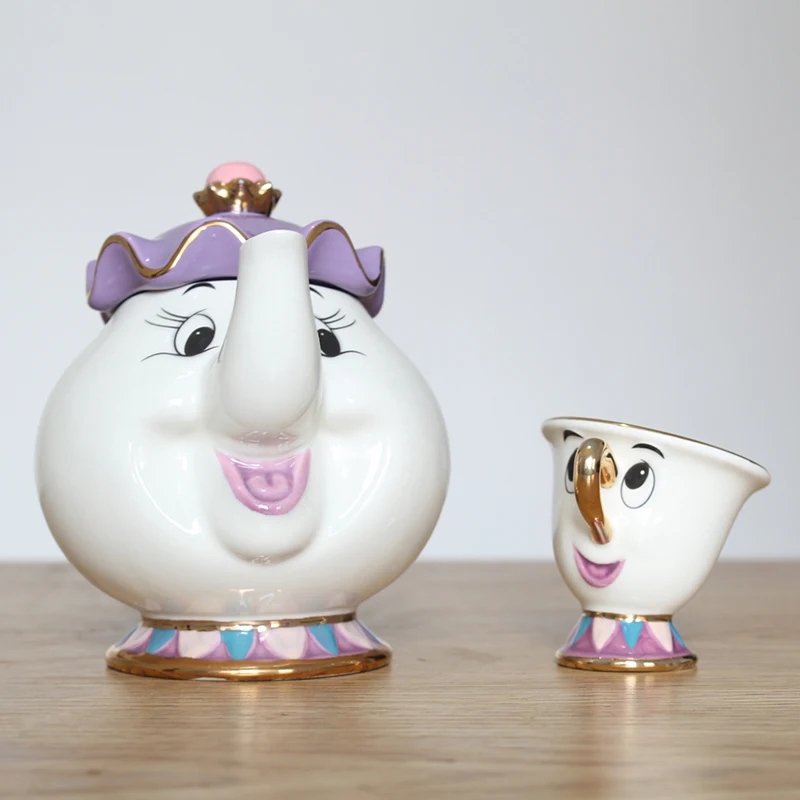 

Cartoon Beauty And The Beast Tea set Mug Mrs Potts Chip Cup Teapot Cup Set Nice Xmas Gift Free Shipping