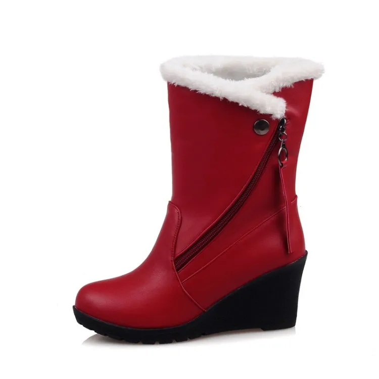 Г. Зимние сапоги женская обувь больших размеров 30-52 зимние сапоги-гладиаторы модные теплые сапоги на высоком каблуке X-1573