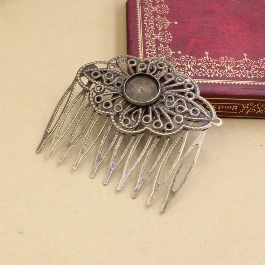 Fit 12mm Cabochons Metal Comb Hairpins Blank Cabochon settings Hair Clips accessories 52x56mm 10pcs/lot K05469 | Украшения и