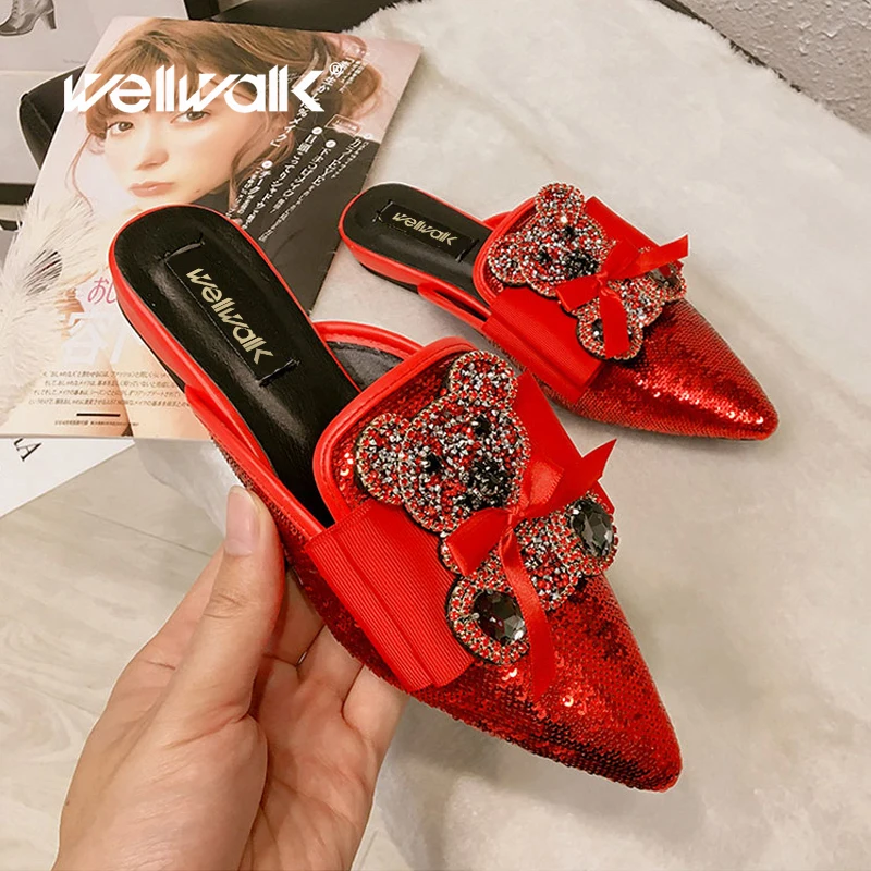 Ladies Mules Slippers Animal Slides Pointed Toe Shoes Summer Cute Slippers Women Flat Mules ...