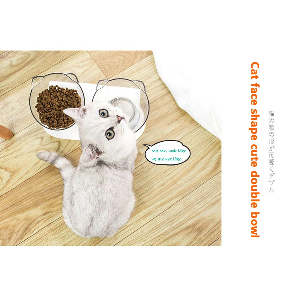 ПЭТ кошки противоскользящая Прозрачная Чаша Кошка блюдо для еды питатель для домашних животных миска для воды с держателем идеально подходит для кошек и маленьких собак