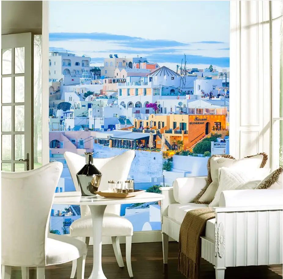Us 15 04 46 Off Custom Mural Photo 3d Wallpaper Romantic Greek Love Sea Castle Porch Decor Painting 3d Wall Murals Wallpaper For Living Room In