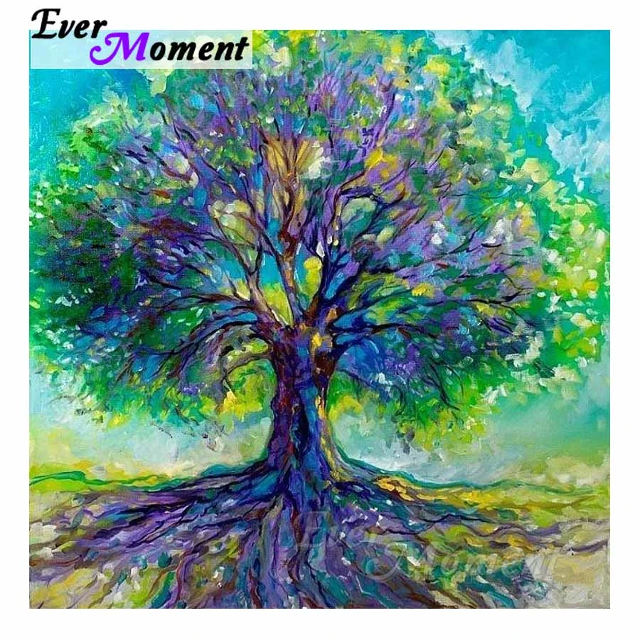 Ever Moment Full Square Drill Diamond Painting Colorful Tree Picture Mosaic 5d Diy Diamond Embroidery Decoration For Home S2f578 Diamond Painting Cross Stitch Aliexpress