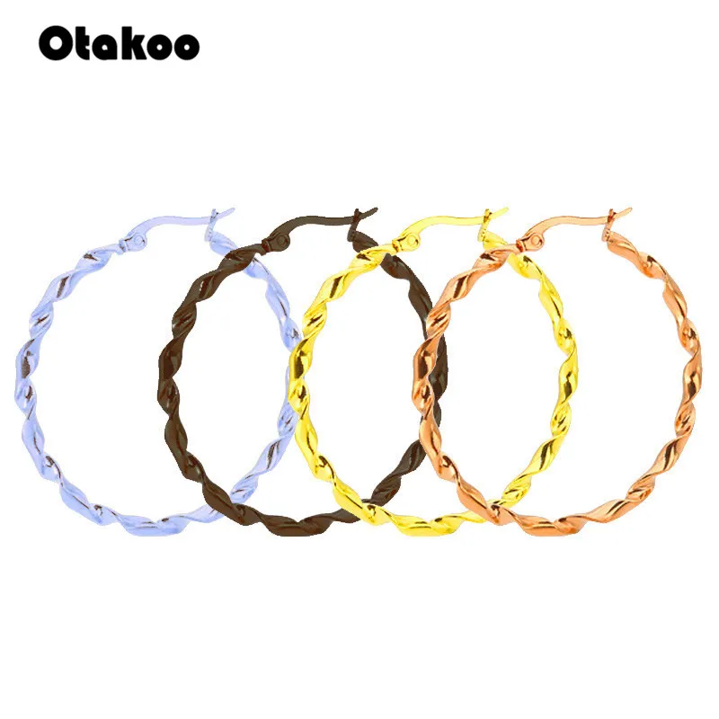 

Otakoo Stainless Steel Big Circle Hoop Earrings Small Large Basketball Wives Steel Hoop Earrings For Women