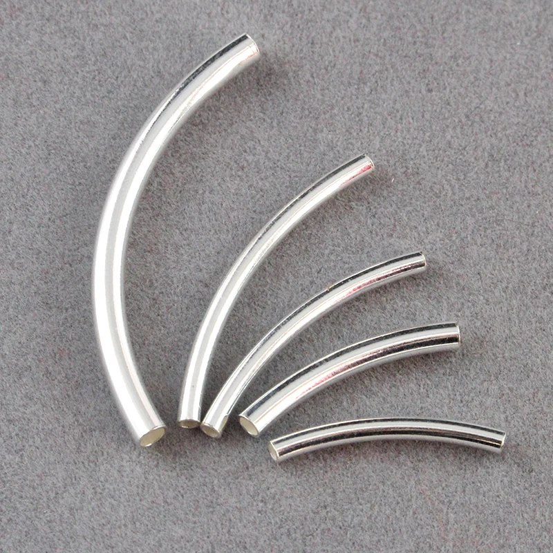 2PCS 925 Sterling Silver Curved Tubes Curved Tube Spacer Bars Tubes