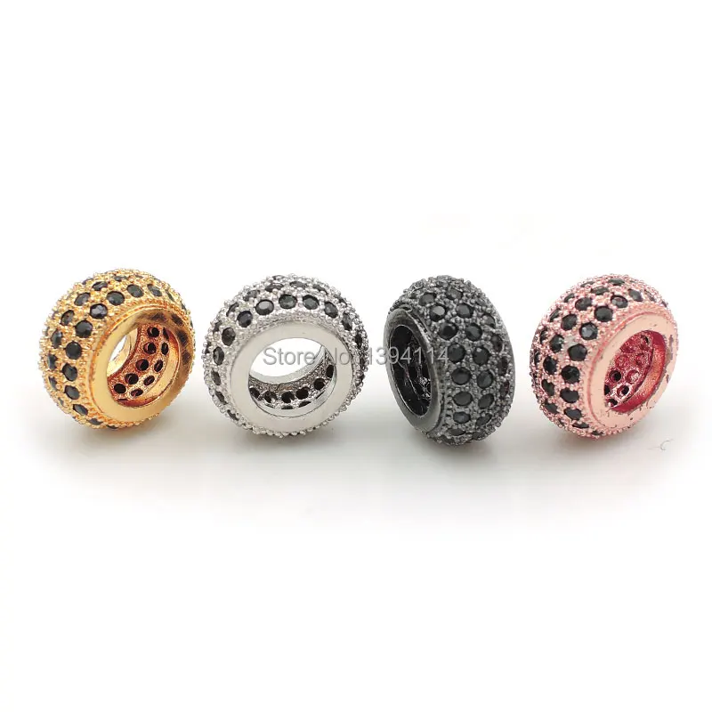 

10*10*5mm Micro Pave Black CZ Chunky Spacer Beads Fit For Making DIY Bracelets Or Necklaces Jewelry