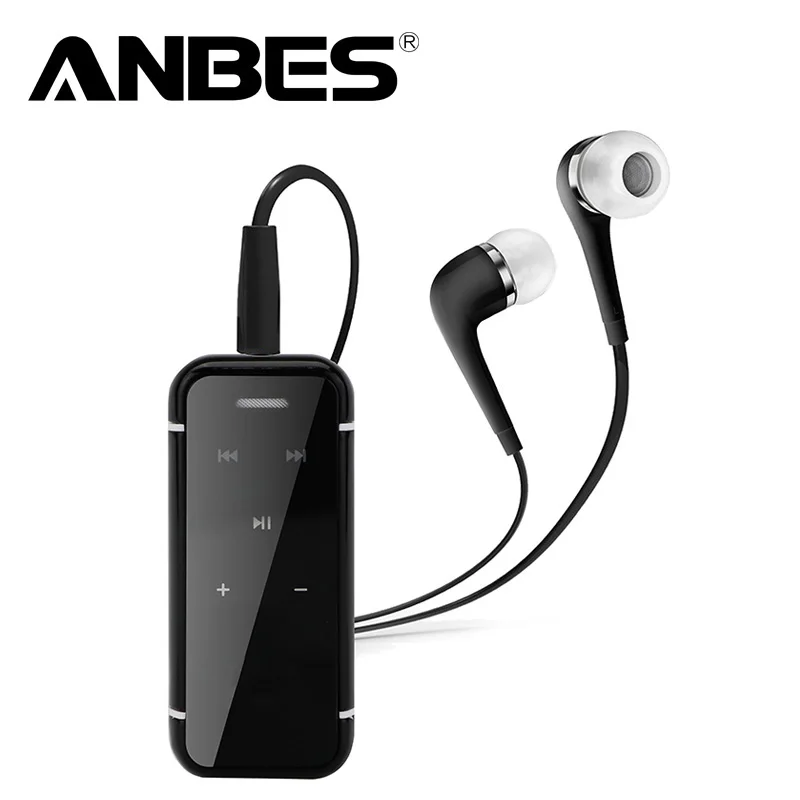 ANBES Portable Earphones Mini Clip On Stereo Headset Wireless Bluetooth Earphone With Mic Hand-free Audio Receiver Adapter 3.5mm |