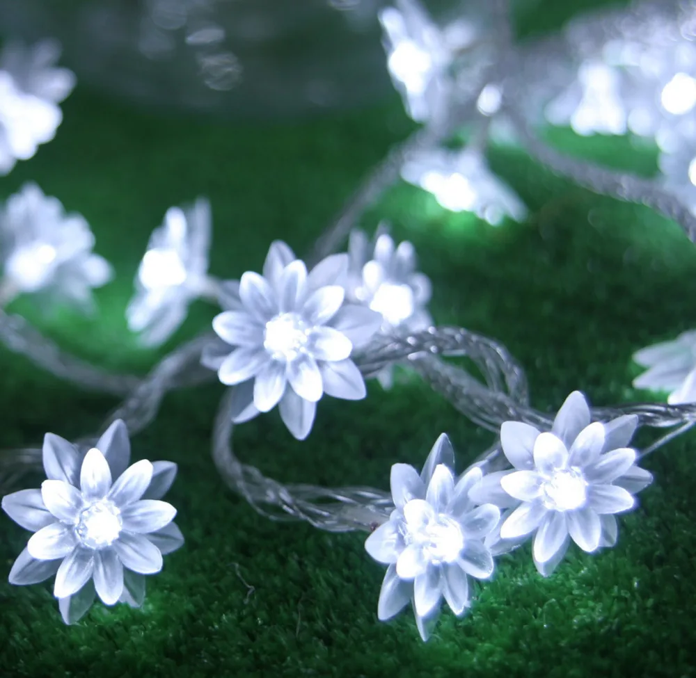 AC220V 10M 50 LED Lotus Flower lamps String Fairy lights for Indoor and