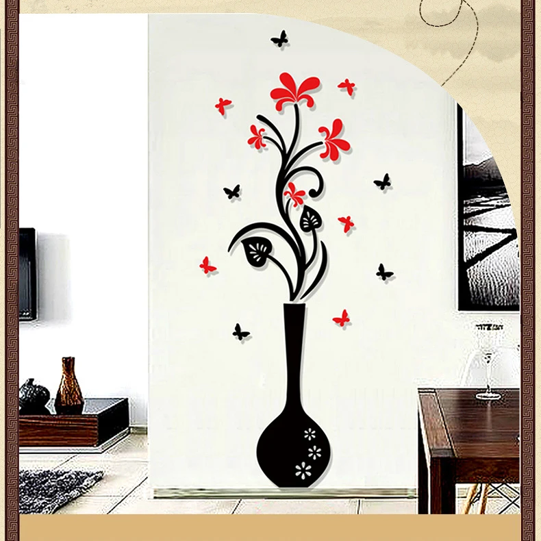 Waterproof 3D Plum Vase Wall Stickers home decor creative wall decals