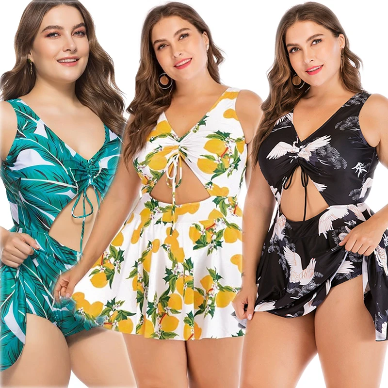 

ZWEMPAK Tankini Plus Size 5XL Women One Piece Print Big Summer Swimsuit Swimming Dress Beachwear Large 3XL Bathing Suit Swimwear
