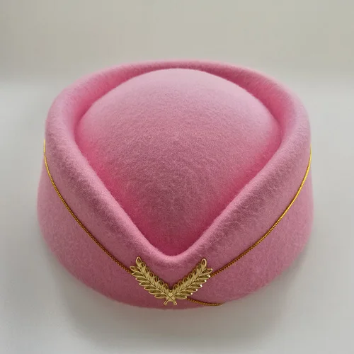 Новая пилотка стюардессы спереди церемониальная сценическая шляпа лента Кепка Федора шляпа для женщин вуалетки для женщин Элегантная - Цвет: Розовый