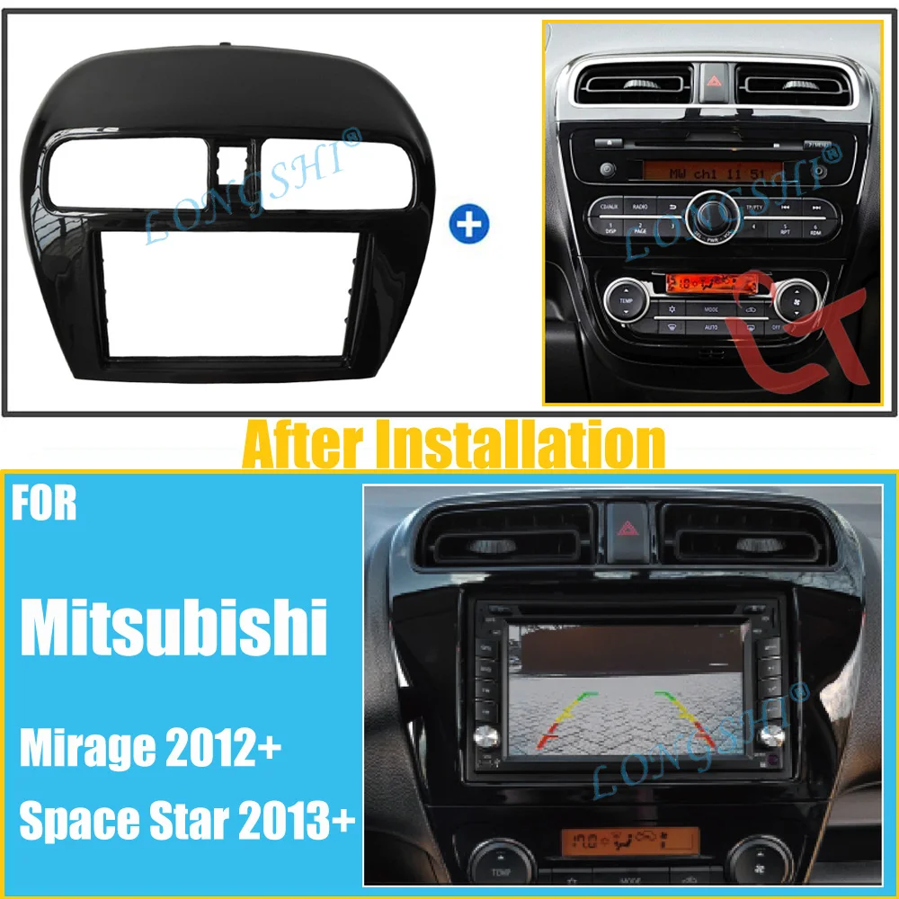 LONGSHI 2 Din автомобилей Радио Фризовая для 2012+ Mitsubishi Mirage Space Star 2013+ DVD плеер отделкой Установка комплект аудио Frame 2din