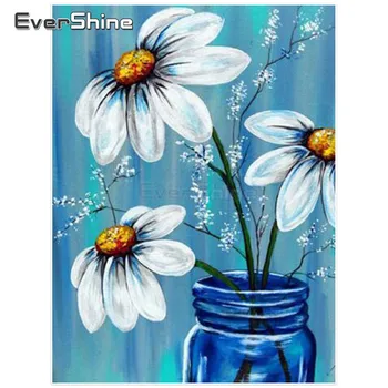 

EverShine Diamond Painting Flowers Pictures Of Rhinestones Full Round Drill Diamond Embroidery Cross Stitch Flower Home Decor