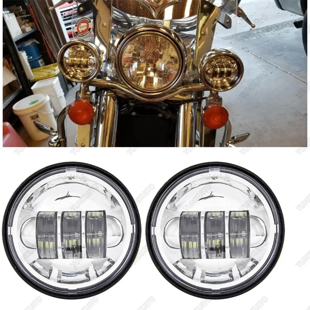 

2 PCS Chrome 4.5 Inch LED Passing Light LED Fog Lamps for Motorcycles Auxiliary Light Bulb Motorcycle Projector Driving Lam