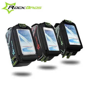 

ROCKBROS For 5.8-6 inch MTB Saddle Cycling Bicycle Bike Front Tube Bag Pouch Frame Pannier Touch Screen With Waterproof Cover