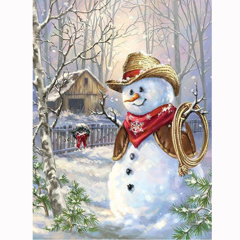 

5d Diy Diamond Painting Embroidery Painting snowman scenery Full Square Rhinestones Embroidery Paint With Diamond Home Decor