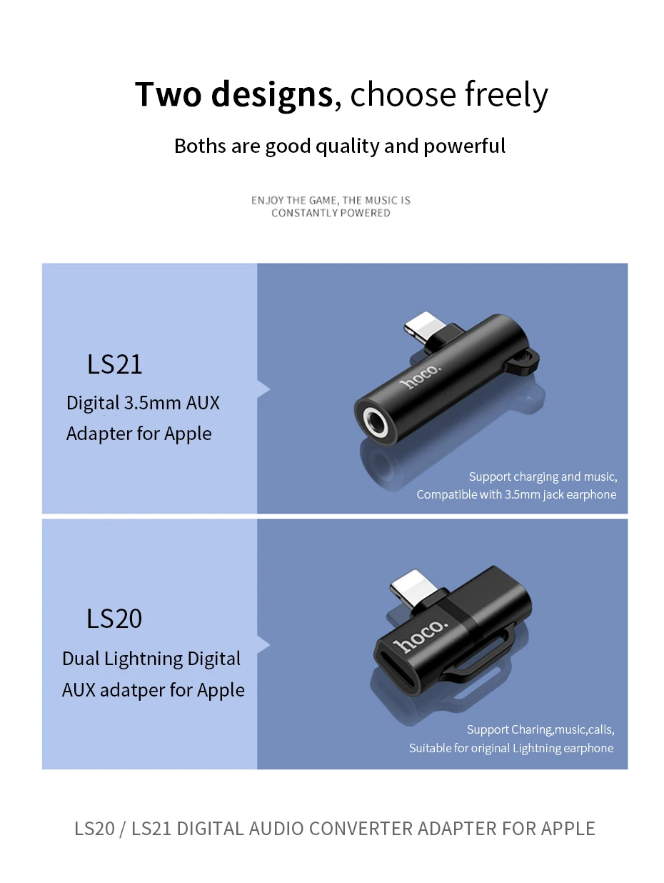 HOCO для Lightning конвертер 2 в 1 конвертировать в 3,5 мм Jack аудио адаптер+ для Lightning для iPhone 7 8 Plus X XR XS MAX наушники