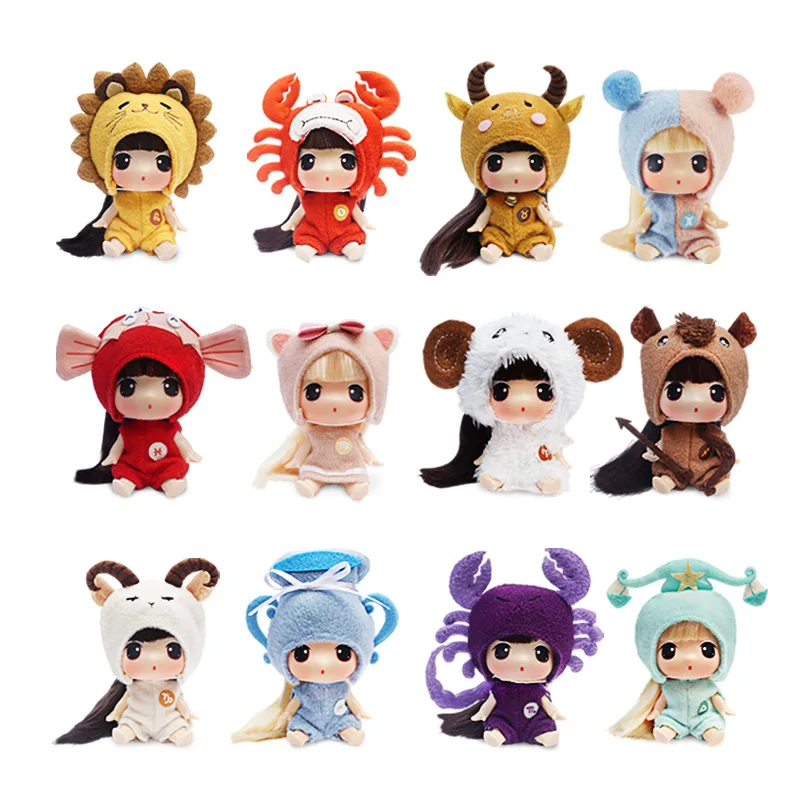 

Hot Sale 9cm Cartoon Twelve Constellations Cartoon Mini Dolls Soft Plush Gemini Action Figures Toys For Children Girl Kids Gift