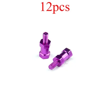 

12PCS M3x10+6mm CNC Aluminium Alloy Thread Purple Spacing Screw Standoff Spacer Pillar Post Rod Column for RC FPV Frame Tower