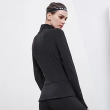 Женская Осенняя спортивная куртка, эластичный тренировочный дышащий с длинным рукавом, однотонный, ветрозащитный, на молнии, верхняя одежда